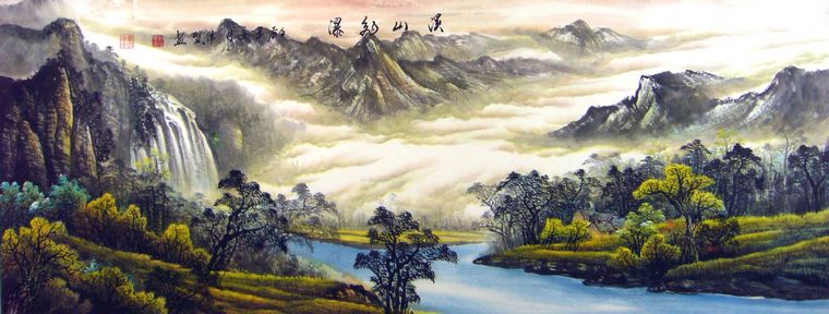 现代水墨山水画